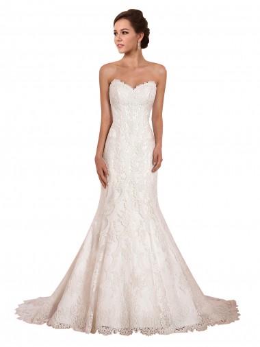 Online Sweetheart Neckline Sexy Mermaid Lace Wedding Dress