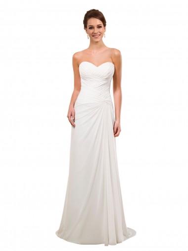 Online Sweetheart Neckline Chiffon Wedding Dress with Criss-Cross Ruched Bodice