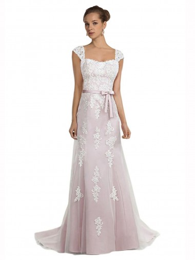 Online Strapless Mermaid Tulle Lace Beach Wedding Dress with Belt