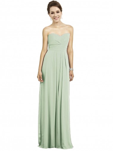 Online Full Length Strapless Chiffon Bridesmaid Dress with Sweetheart Neckline