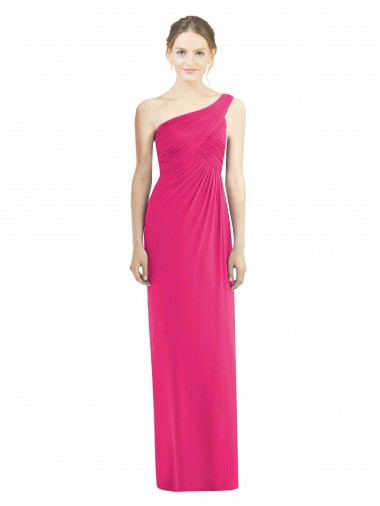 Online One Shoulder Long Chiffon Bridesmaid Dress