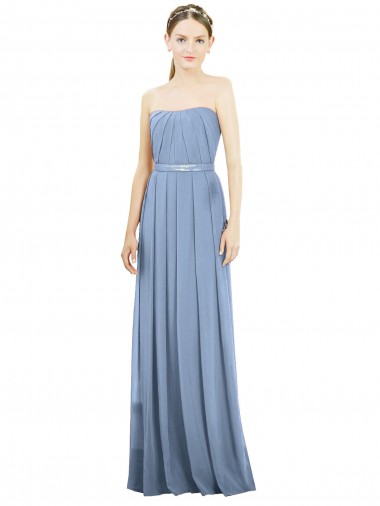 Online V-Pleat Chiffon Full-Length Strapless Bridesmaid Dress