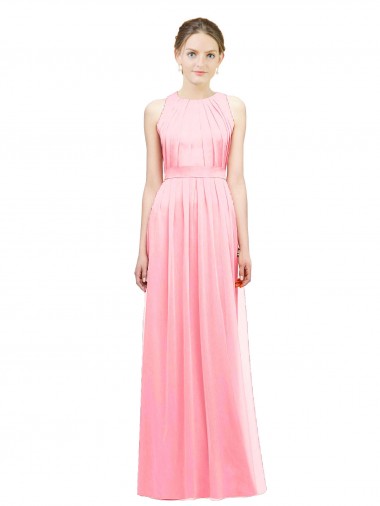 Online Sleek Halter Neck Chiffon Bridesmaid Dress 