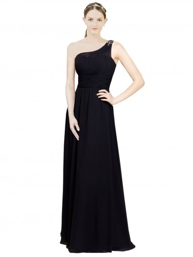 Online Sweetheart Chiffon Bridesmaid Dress with Beaded One Shoulder Strap