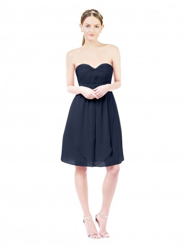 Online Sweetheart Cocktail Knee Length Chiffon Cocktail Bridesmaid Dress Open Back