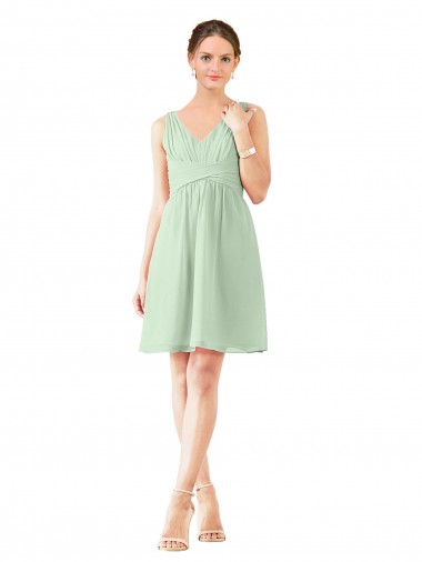 Online v-Neckline Short Knee Length Chiffon Cocktail Bridesmaid Dress
