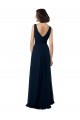 Chiffon Sleeveless Bridesmaid Dress with V Front and Back