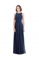 Chiffon High Neck Sleeveless Bridesmaid Dress with Pleats