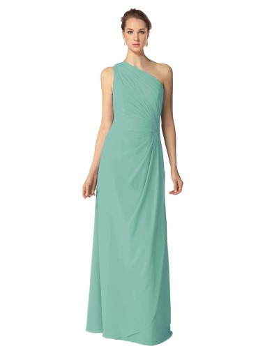 Online Long Chiffon One Shoulder Full Length Bridesmaid Dress