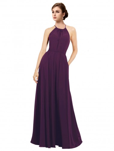 Online Elegant Chiffon Bridesmaids Dress with Softly Draped Bodice