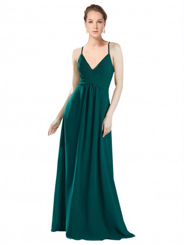 Online Sexy Chiffon Bridesmaid Dress with Deep V-Neckline