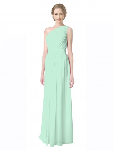 Online One Shoulder Chiffon Bridesmaid Dress with Asymmetrical Ruched Bodice