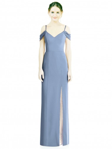 Online Draped Cold Shoulder Sweetheart Long Chiffon Formal Bridesmaid Dress