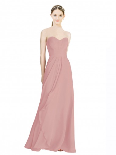 Online Daped A-Line Chiffon Bridesmaid Dress with Pleated Sweetheart Bodice