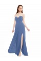 Classic Strapless Bridesmaids Dress with Draped Sweetheart Bodice and Side Slit