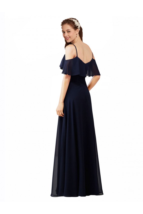 Chiffon Bridesmaids Dress with Off the Shoulder Ruffle Detail