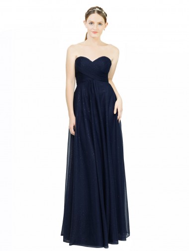 Online Strapless Sweetheart Long Chiffon Bridesmaid Dress Low Back