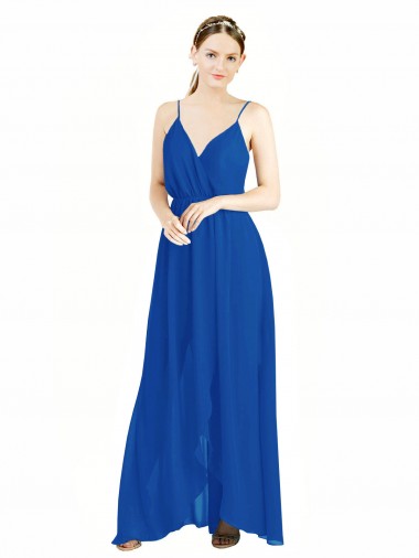 Online Sleeveless Surplice Chiffon Bridesmaid Dress with Spaghetti Straps