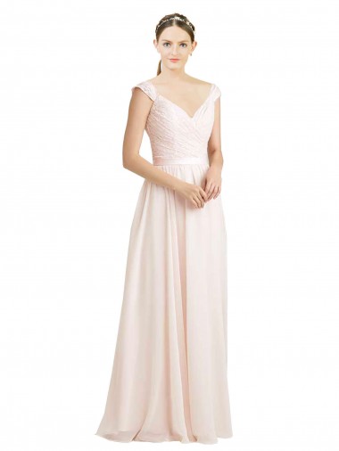 Online Sweetheart A-Line Chiffon Bridesmaid Dress with Ruched Lace Bodice