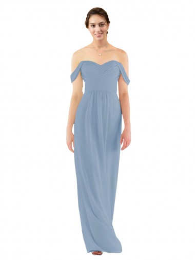 Online Sweetheart Neckline Chiffon Off-the-Shoulder Bridesmaid Dress