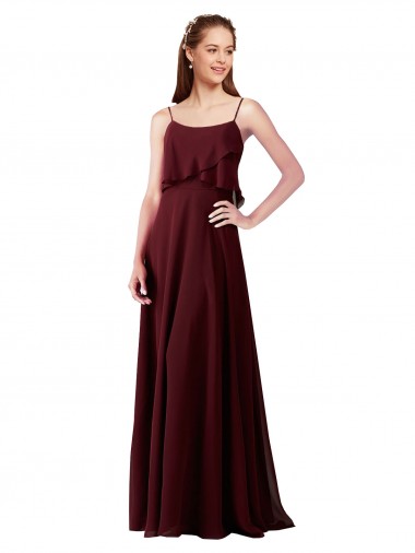 Online Chiffon Bridesmaids Dress with Spaghetti Straps