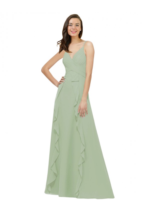 Chiffon Bridesmaid Dress with Ruffles and Draping