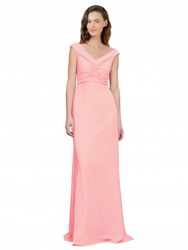 Online Luxe Chiffon Bridesmaid Dress with Shoulder Tip Gathered Bodice