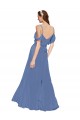 Mock-Wrap Off the Shoulder Long Chiffon Bridesmaid Dress with Side Slit
