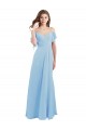 Cold Shoulde Chiffon Bridesmaid Dress with Wrap Bodice