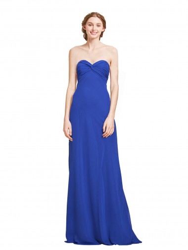 Online Sweetheart Neckline Chiffon Ruched Bodice Tie Back Bridesmaid Dress
