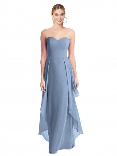 Online Strapless Chiffon Bridesmaid Dress with Skirt Overlay