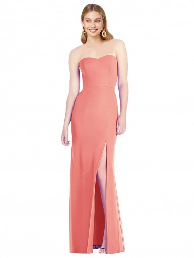 Online Strapless Chiffon Trumpet Bridesmaid Dress with Front Slit