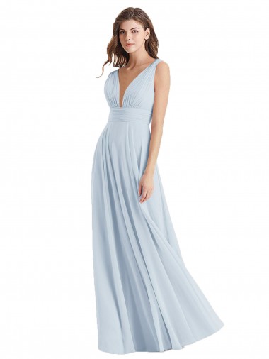 Online Plunge Deep V-Neckline Low Back Chiffon Bridesmaid Ress