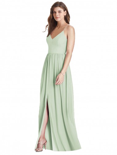 Online Criss Cross Strap Backless Maxi Long Chiffon Bridesmaid Dress