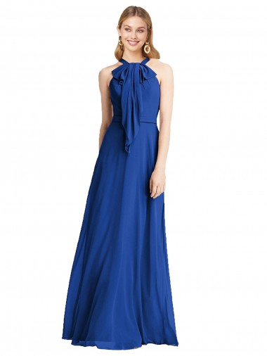 Online Plunging V-Back Long Full Length Chiffon Bridesmaid Dress
