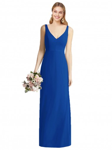 Online Sleeveless V-Back Long Trumpet Chiffon Bridesmaid Dress