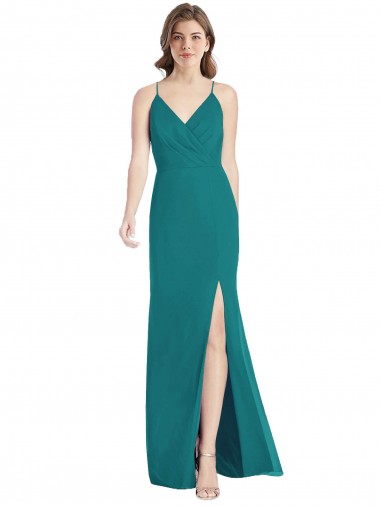 Online Criss Cross Back Mermaid Wrap Chiffon Bridesmaid Dress