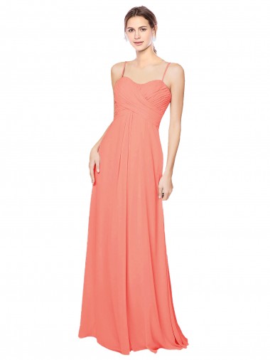 Online Empire Waist Spaghetti Straps Sweetheart Chiffon Bridesmaid Dress