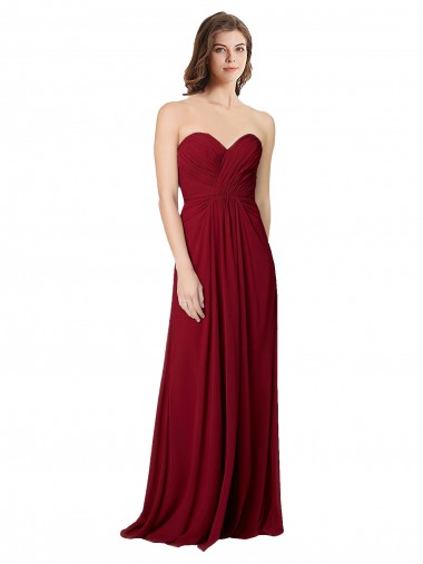 Online Draped Sweetheart Long Grecian Inspired Chiffon Bridesmaid Dress