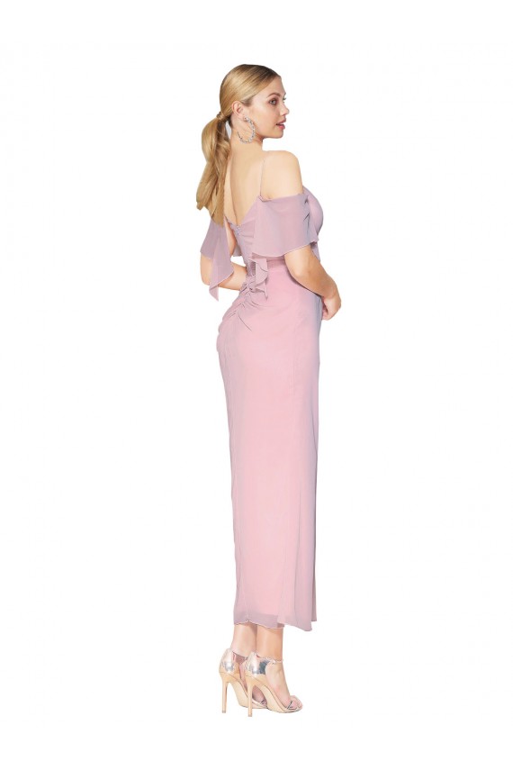 Mermaid Cold Shoulder Short Knee Length Chiffon Bridesmaid Dress / Formal Prom Dress