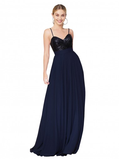 Online Sweetheart High Neck Sequin Top Long Chiffon Bridesmaid Dress / Prom Dress