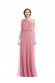 One Shoulder Bow Blouson Bodice Maxi Bridesmaid Dress