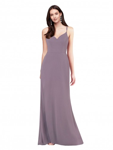 Online Simple Floor-Length Chiffon Formal Bridesmaid Dress with Criss-Cross Back