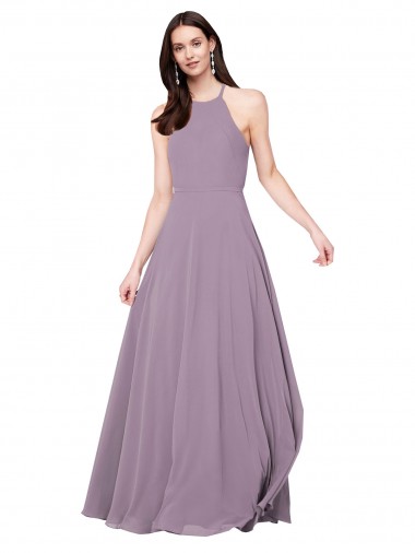 Online Floor Length Long Chiffon Bridesmaid Dress with Double Bow Feature