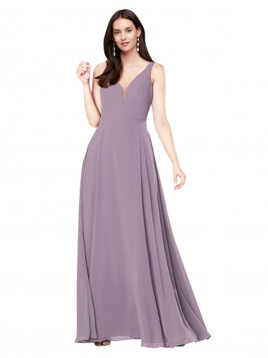 Online Long Chiffon Formal Bridesmaid Dress with Open Back