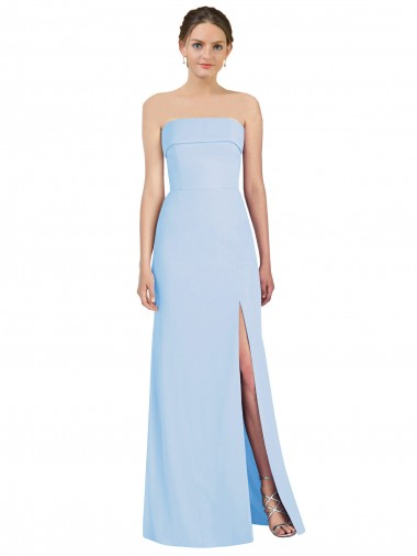 Online Strapless Trumpet Chiffon Formal Bridesmaid Dress with Thigh high Slit