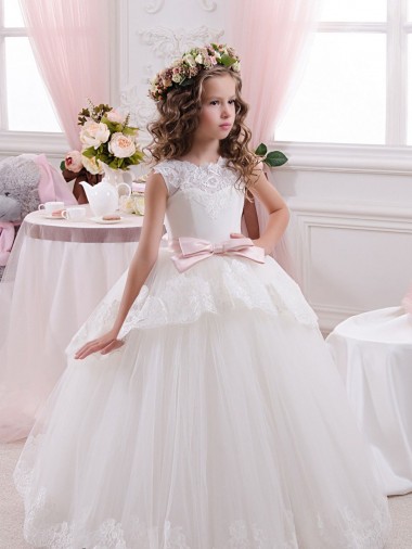 Online Ivory Ball Gown Sweetheart V-Back Sleeveless Flower Girl Dress