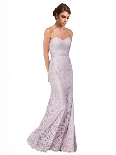 Online Floor Length Fitted Sweetheart Lace Bridesmaid Dress / Prom Dress