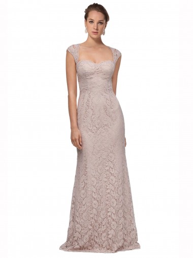 Online Sweetheart Neckline Cap Sleeves Lace Bridesmaid Dress / Prom Dress with Twist