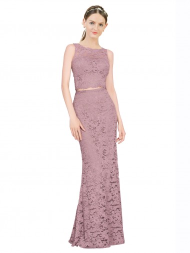 Online Sleeveless Crop Top High Neck Mermaid Lace Bridesmaid Dress / Prom Dress